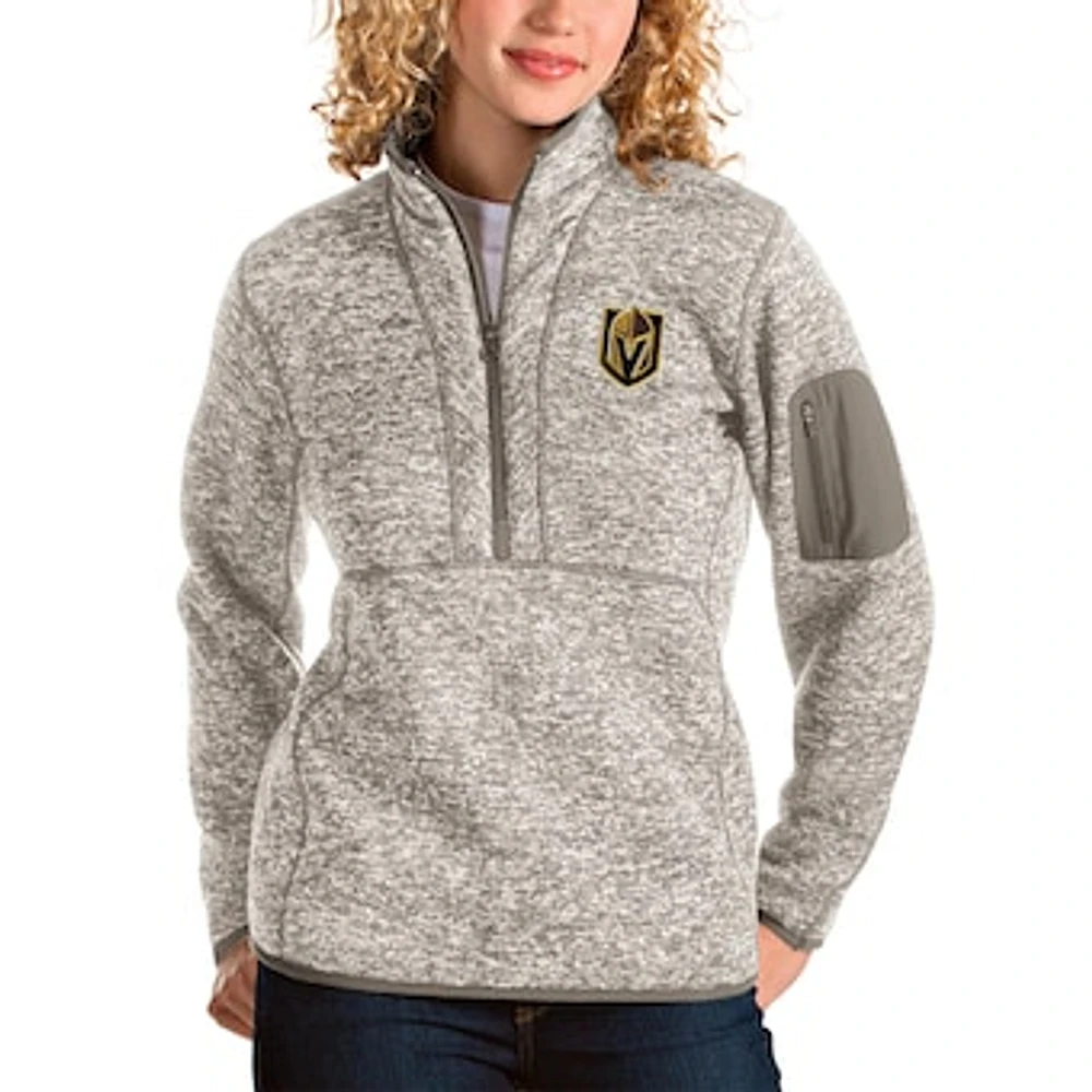 Women's Antigua Oatmeal Vegas Golden Knights Fortune Half-Zip Sweatshirt