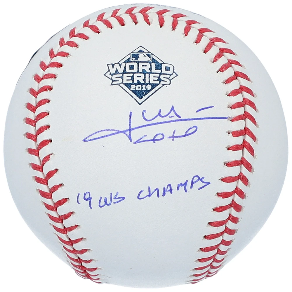 Juan Soto Washington Nationals Autographed 2019 World Series Champions Baseball with "19 WS Champs" Inscription
