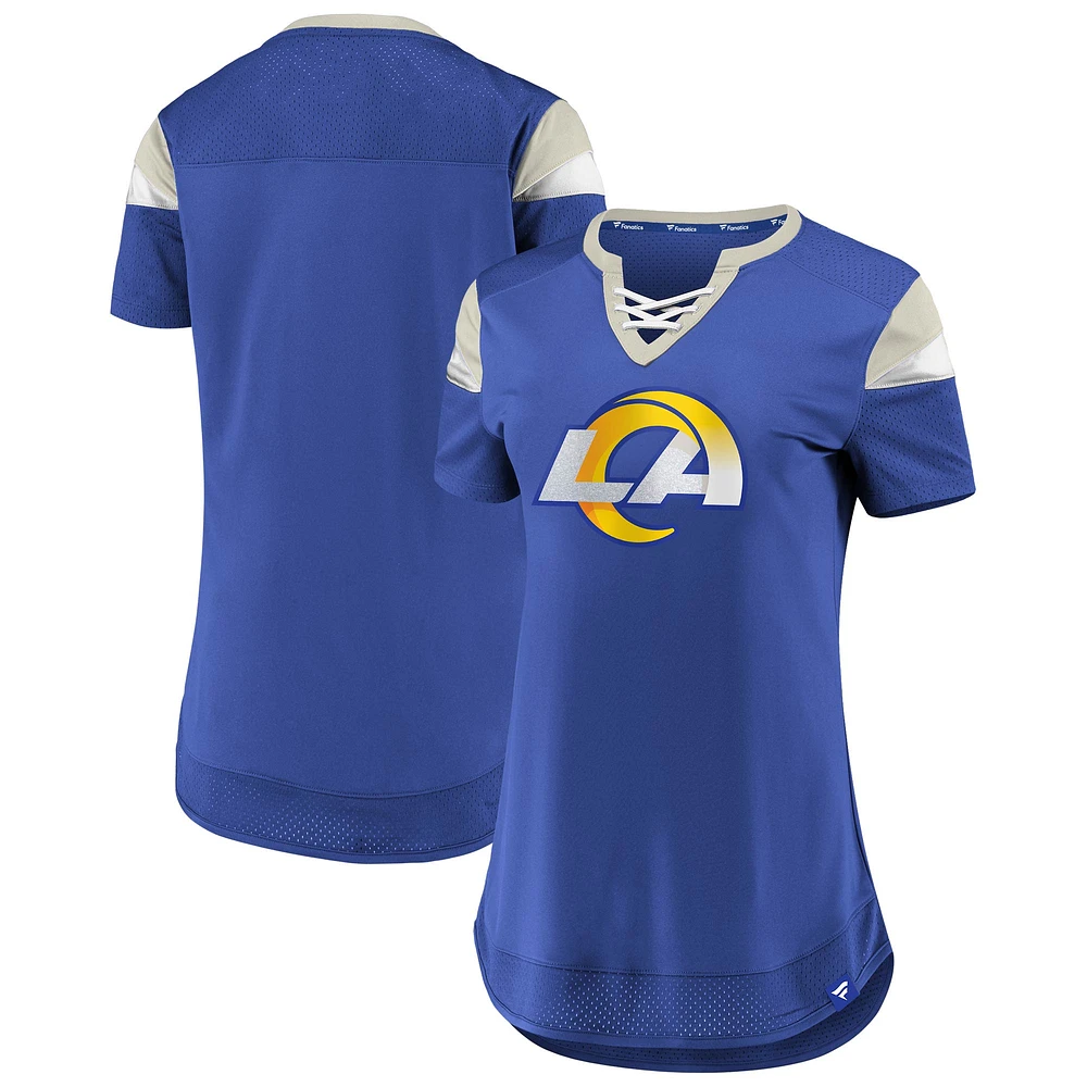 Women's Fanatics Royal Los Angeles Rams Draft Me Lace-Up T-Shirt