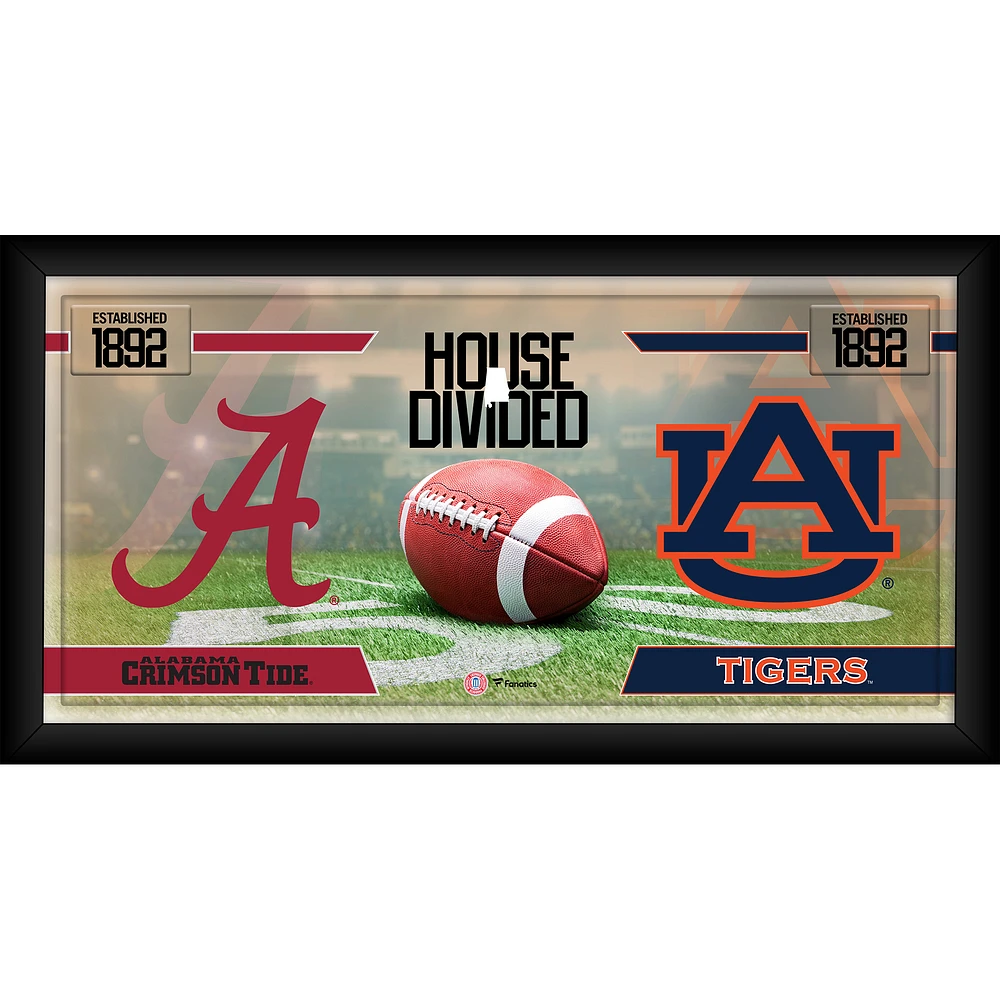 Alabama Crimson Tide vs. Auburn Tigers Framed 10" x 20" House Divided Football Collage