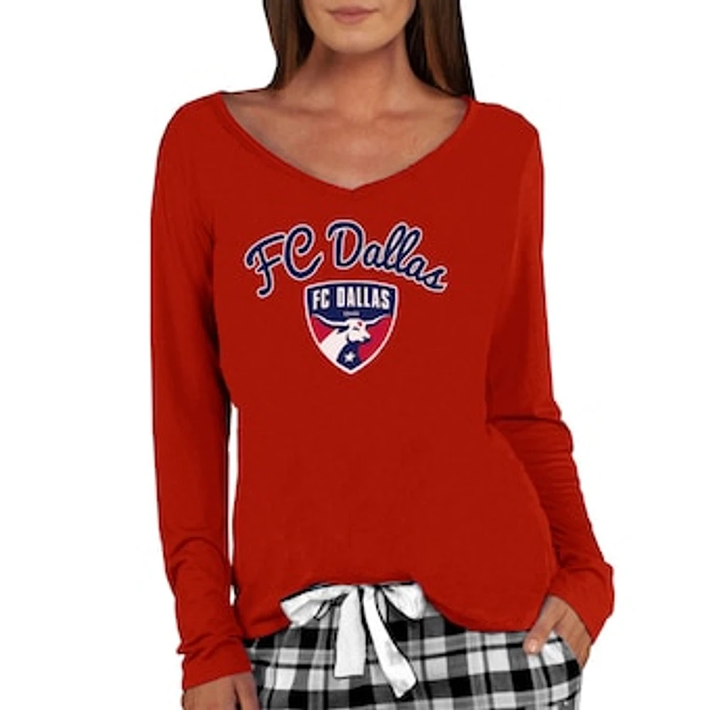 Women's Concepts Sport Red FC Dallas Marathon Long Sleeve V-Neck Top