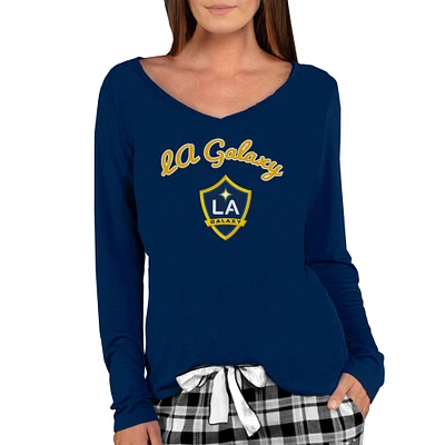 Women's Concepts Sport Navy LA Galaxy Marathon Long Sleeve V-Neck Top