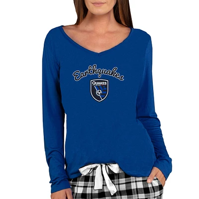 Women's Concepts Sport Royal San Jose Earthquakes Marathon Long Sleeve V-Neck Top