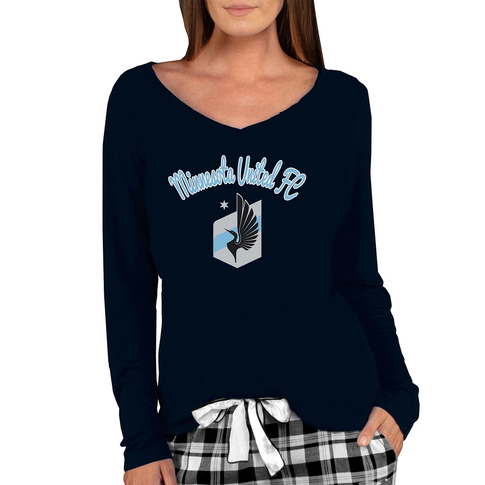 Women's Concepts Sport Black Minnesota United FC Marathon Long Sleeve V-Neck Top