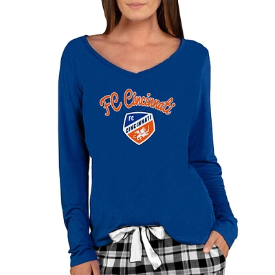 Women's Concepts Sport Blue FC Cincinnati Marathon Long Sleeve V-Neck Top