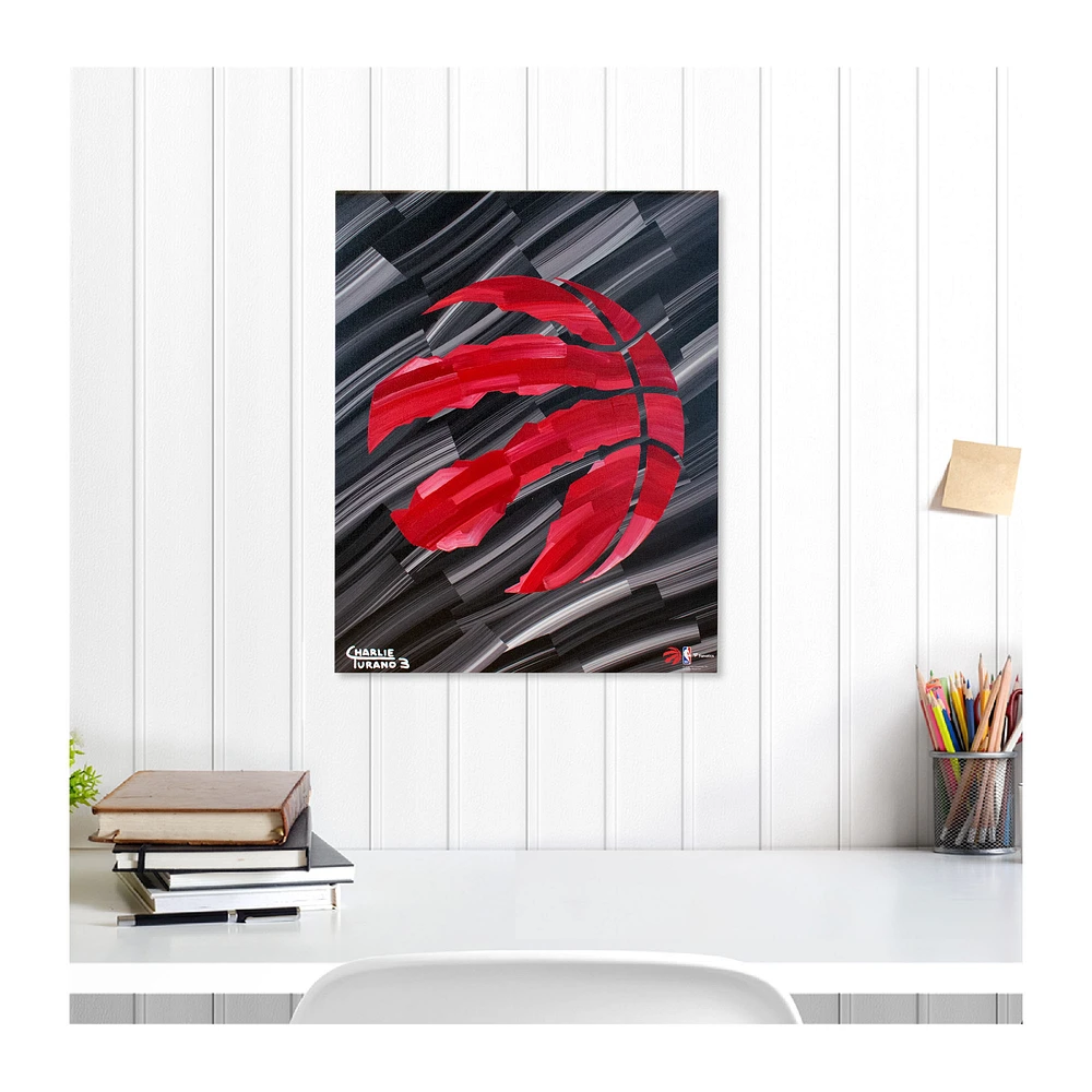 Toronto Raptors Stretched 16" x 20" Embellished Canvas Giclee Print - Art by Charlie Turano III