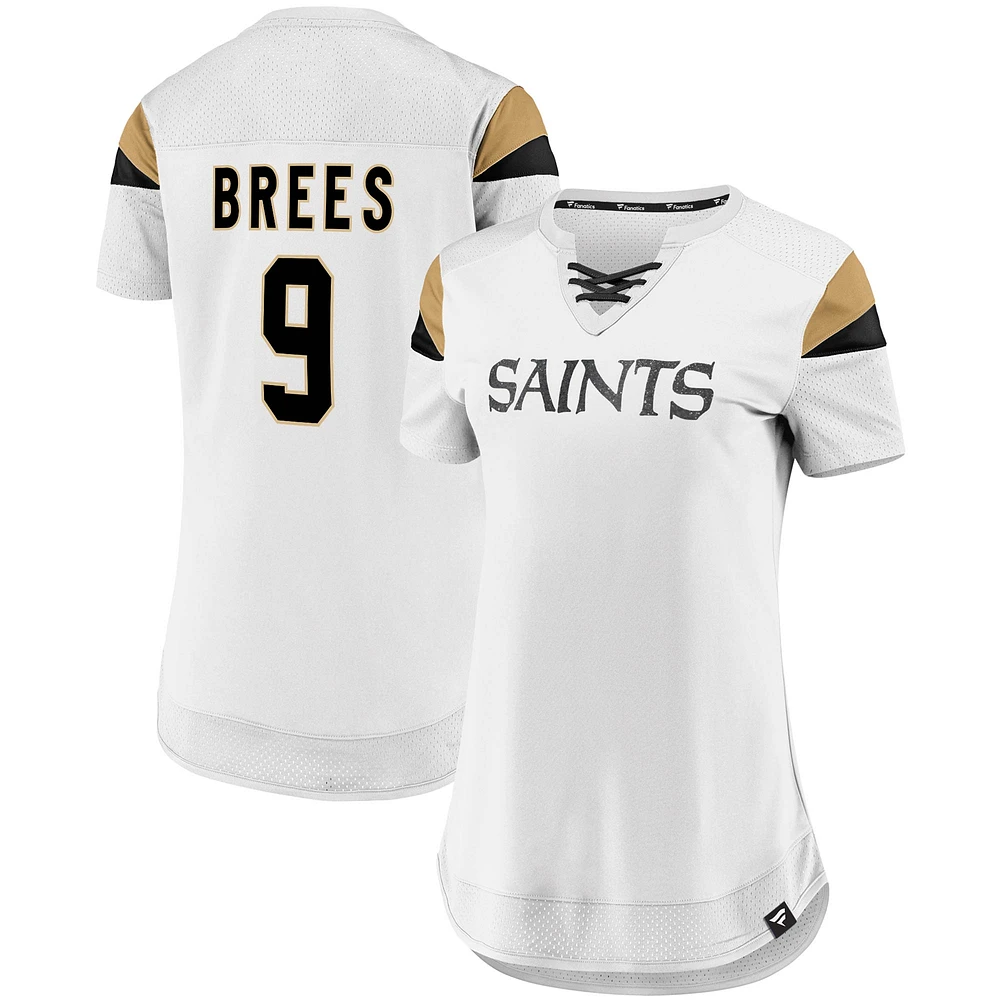 Women's Fanatics Drew Brees White New Orleans Saints Athena Name & Number Fashion Top