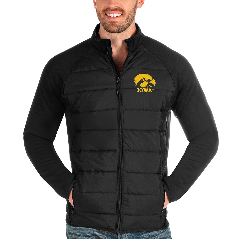 Men's Antigua Black Iowa Hawkeyes Altitude Full-Zip Jacket
