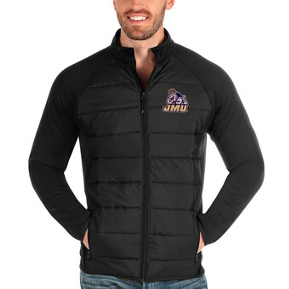 Men's Antigua Black James Madison Dukes Altitude Full-Zip Jacket