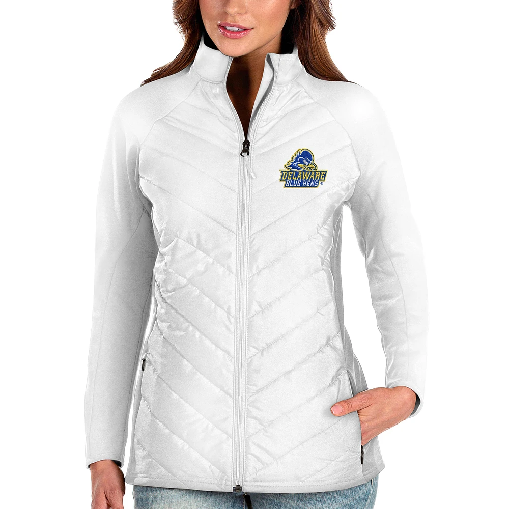 Women's Antigua White Delaware Fightin' Blue Hens Altitude Full-Zip Puffer Jacket