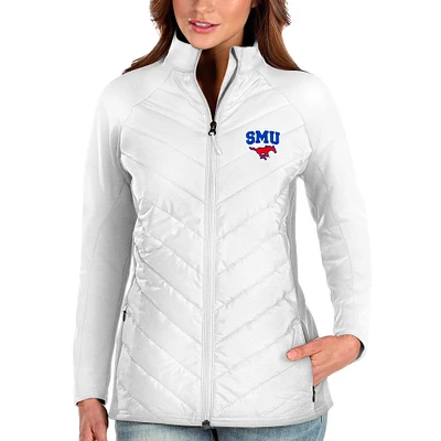 Women's Antigua White SMU Mustangs Altitude Full-Zip Puffer Jacket