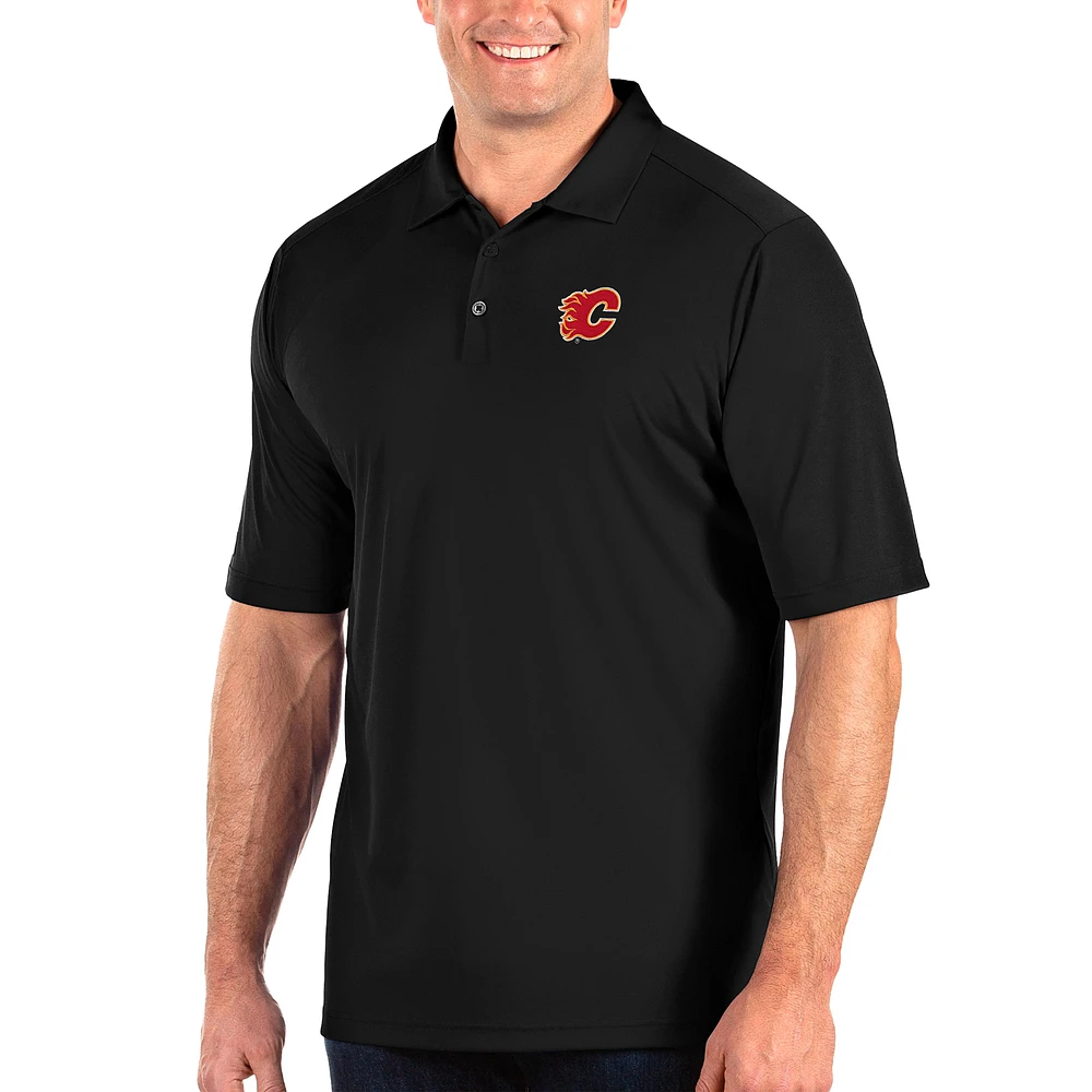 Men's Antigua Black Calgary Flames Big & Tall Tribute Polo