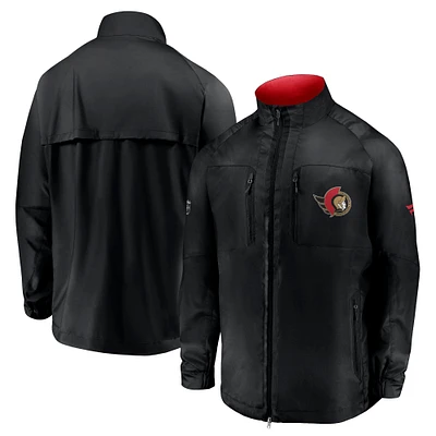 Men's Fanatics Black Ottawa Senators Authentic Pro Locker Room Rink Raglan Full-Zip Jacket
