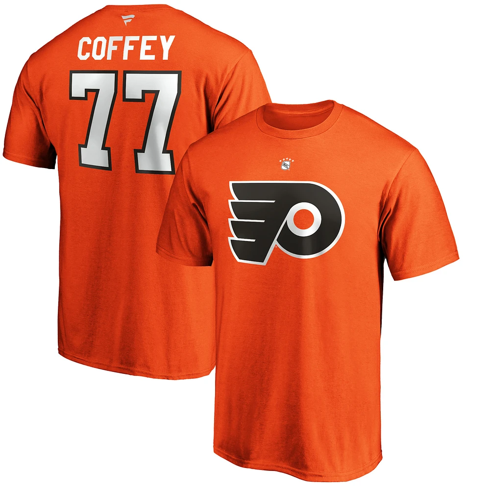Men's Paul Coffey Orange Philadelphia Flyers Authentic Stack Retired Player Name & Number T-Shirt
