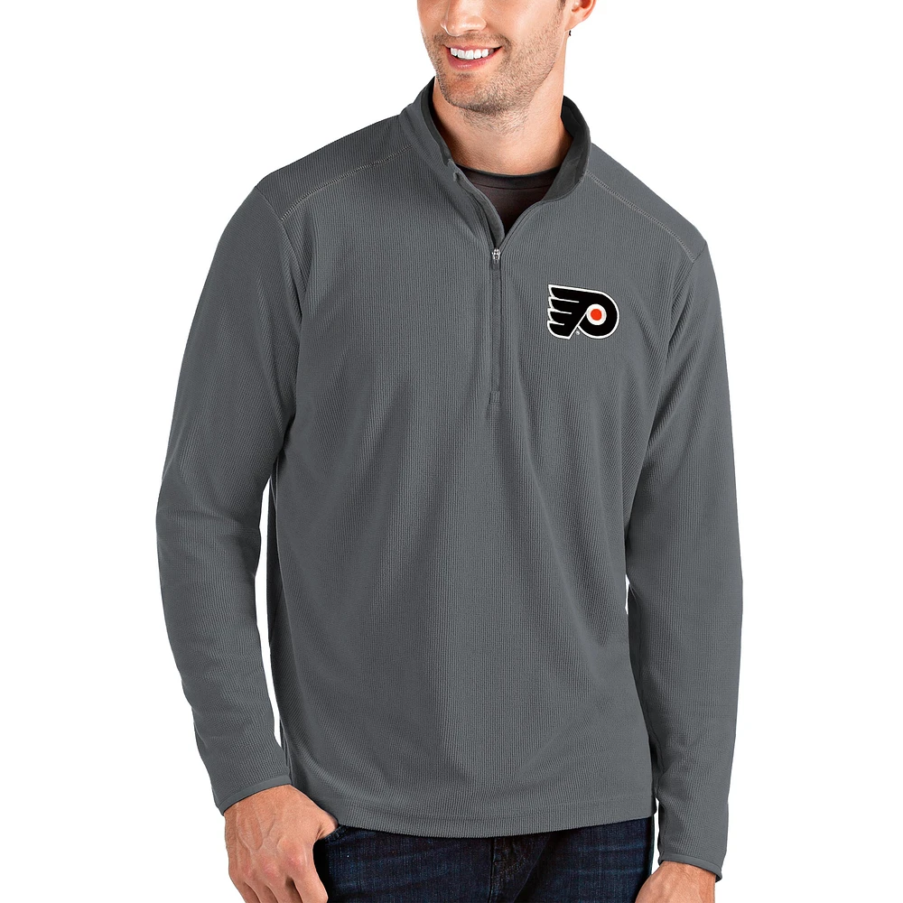 Men's Antigua Gray Philadelphia Flyers Glacier Quarter-Zip Pullover Jacket