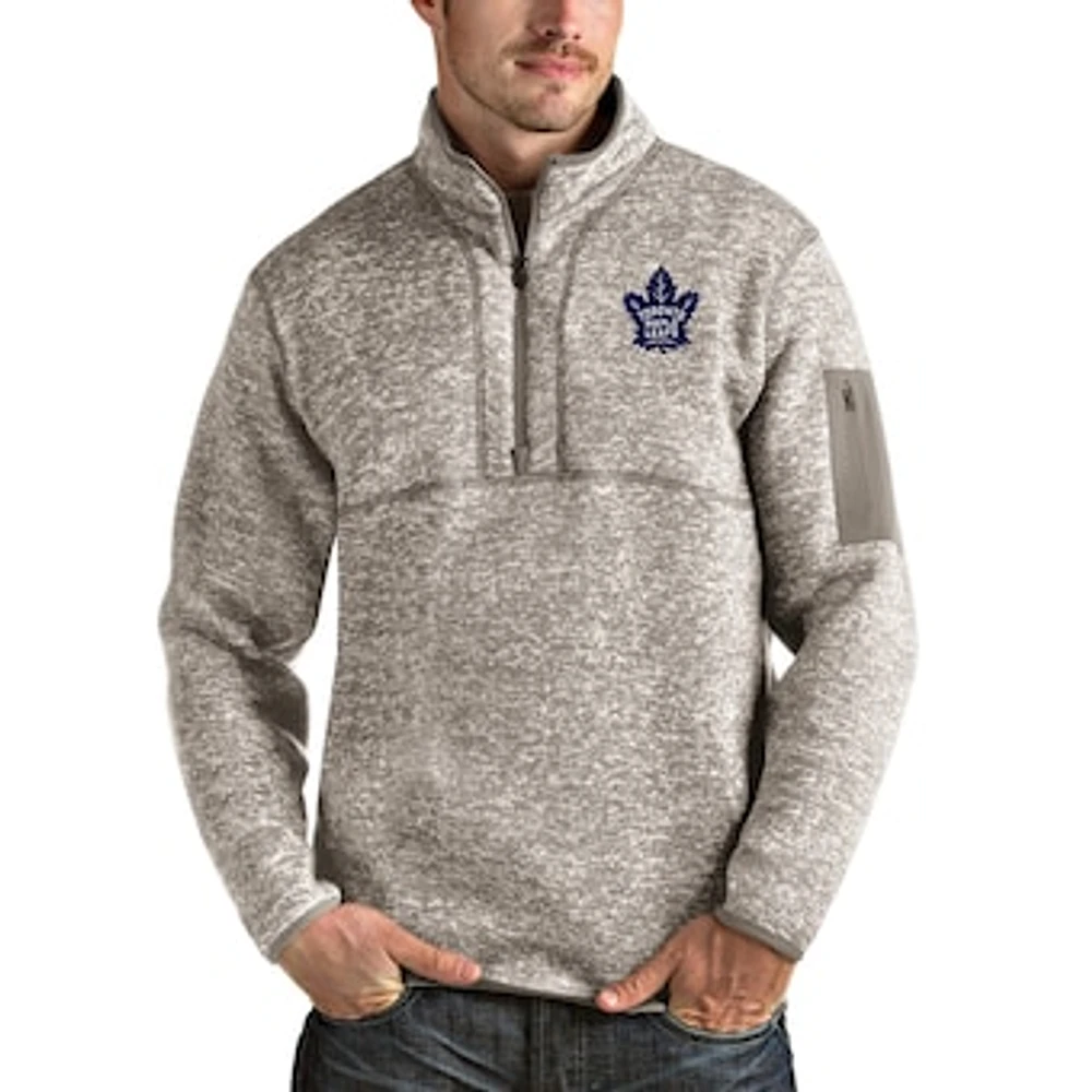 Men's Antigua Oatmeal Toronto Maple Leafs Fortune Half-Zip Pullover Jacket