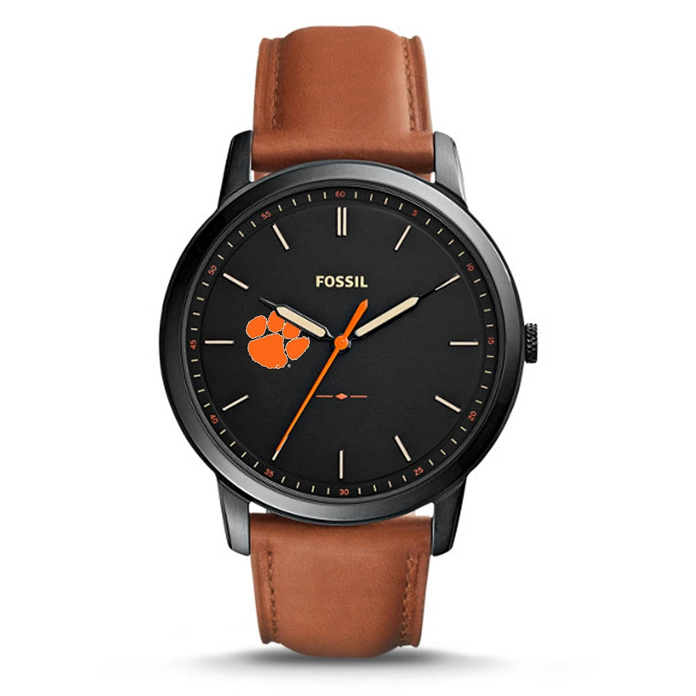Men's Fossil Clemson Tigers The Minimalist Slim Leather Watch