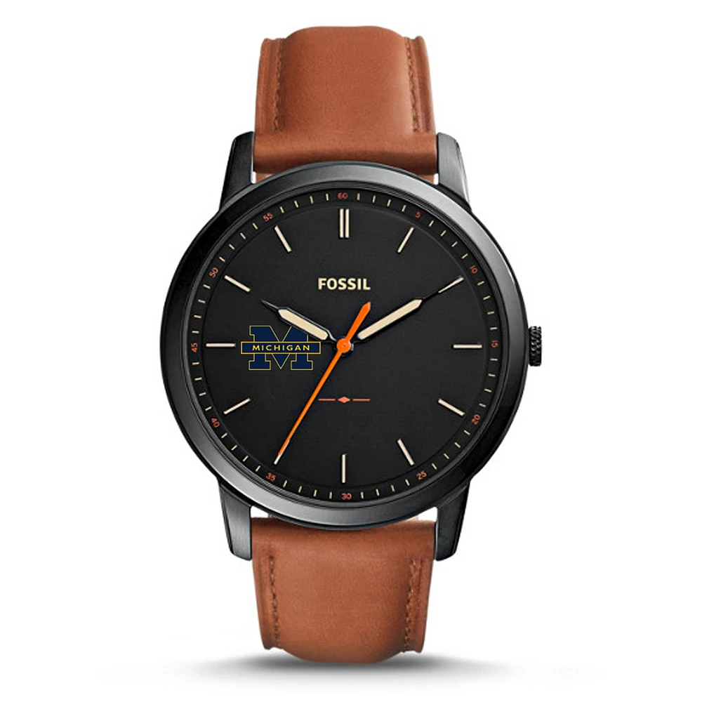 Men's Fossil Michigan Wolverines The Minimalist Slim Leather Watch