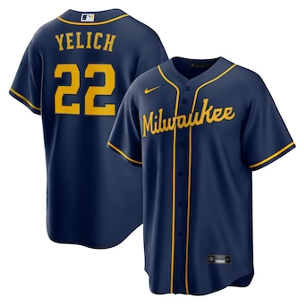 Men's Nike Christian Yelich Navy Milwaukee Brewers Alternate 2 Replica Jersey
