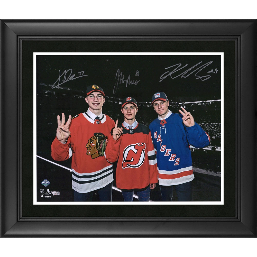 Jack Hughes Kaapo Kakko & Kirby Dach Framed Autographed 16" x 20" 2019 NHL Draft Top-3 Photograph
