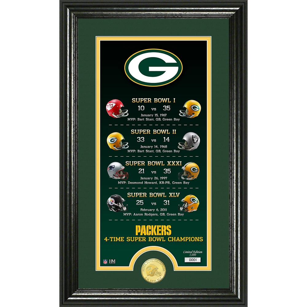 Highland Mint Green Bay Packers 12'' x 20'' Legacy Bronze Coin Photo Mint