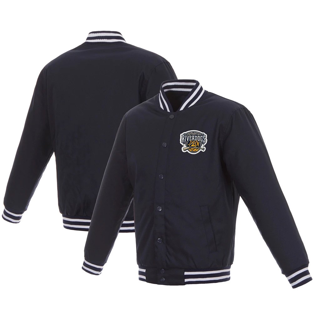 Men's JH Design Navy Charleston RiverDogs Poly-Twill Full-Snap Jacket