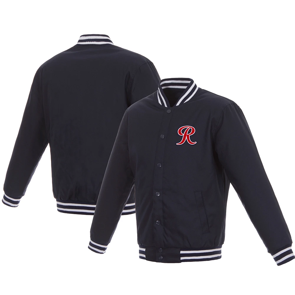 Men's JH Design Navy Tacoma Rainiers Poly-Twill Full-Snap Jacket