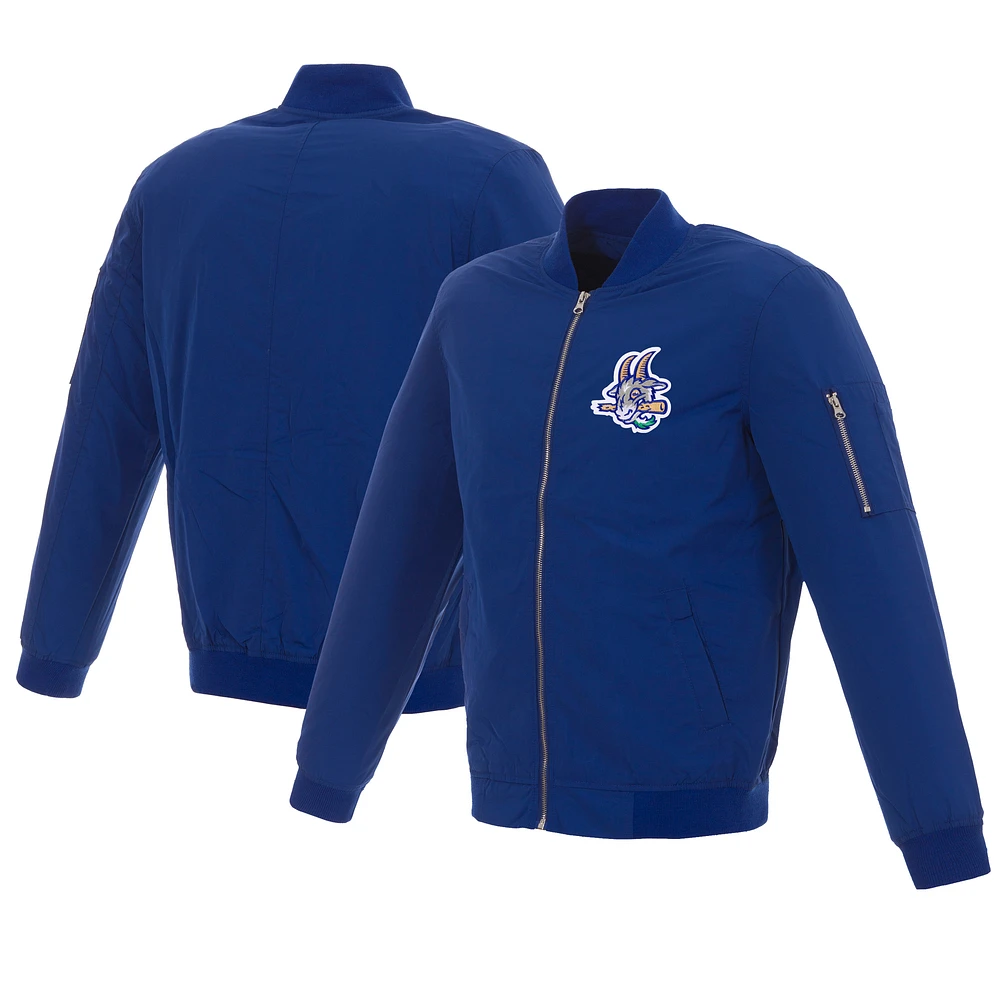 Men's JH Design Royal Hartford Yard Goats Embroidered Logo Full-Zip Nylon Bomber Jacket