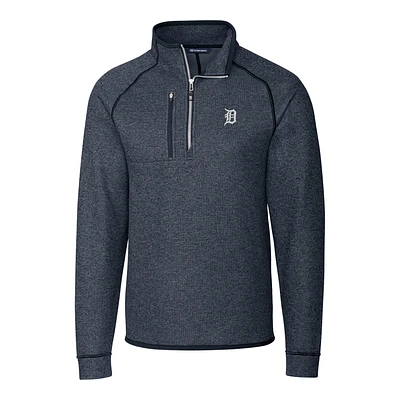 Men's Cutter & Buck Navy Detroit Tigers Big & Tall Mainsail Half-Zip Pullover Jacket