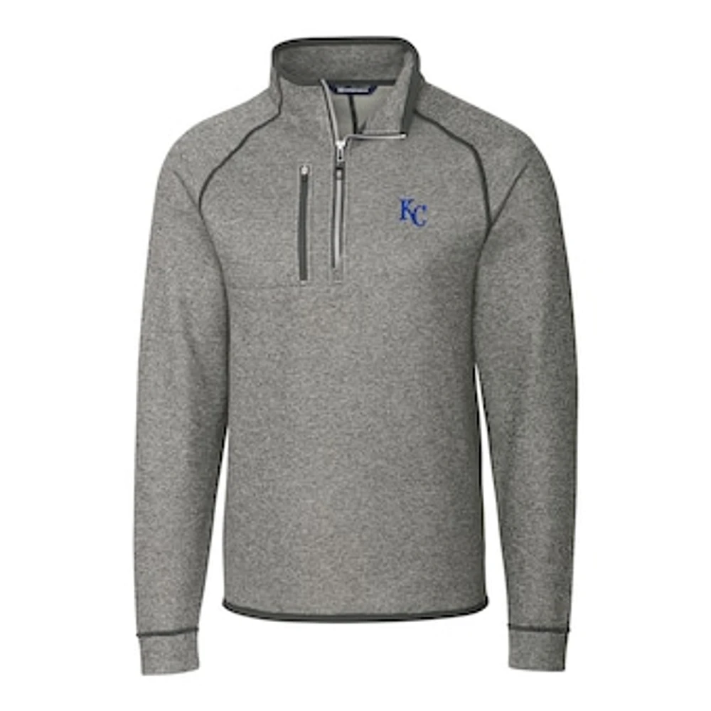 Men's Cutter & Buck Gray Kansas City Royals Big & Tall Mainsail Half-Zip Pullover Jacket