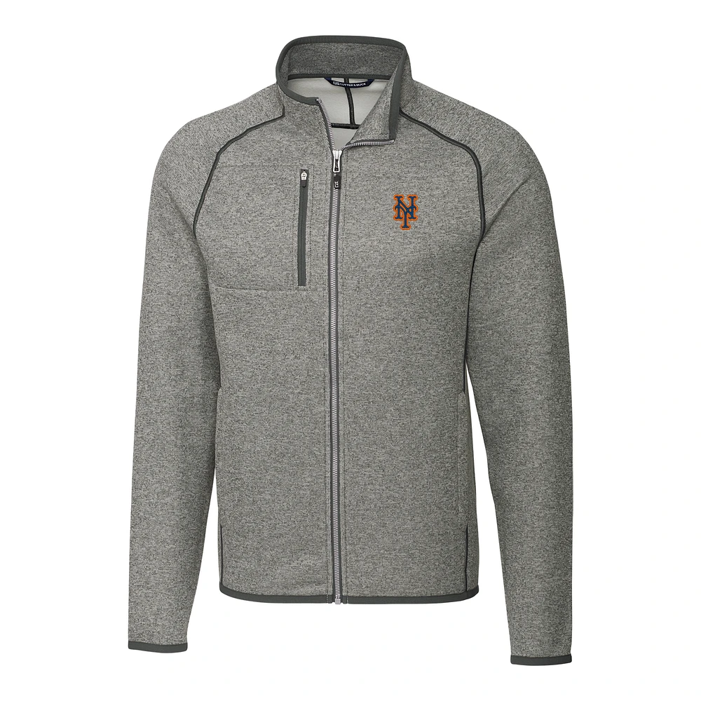 Men's Cutter & Buck Gray New York Mets Big & Tall Mainsail Full-Zip Jacket