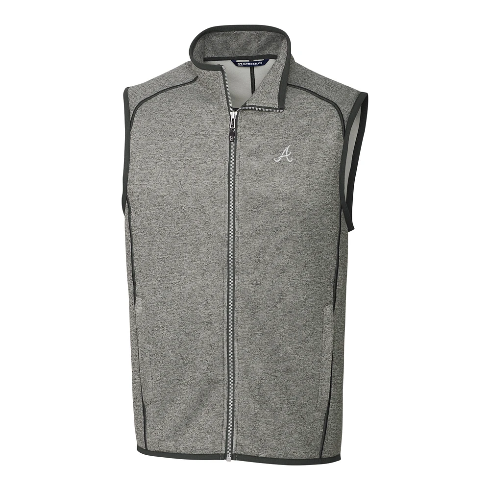 Men's Cutter & Buck Gray Atlanta Braves Big Tall Mainsail Full-Zip Vest