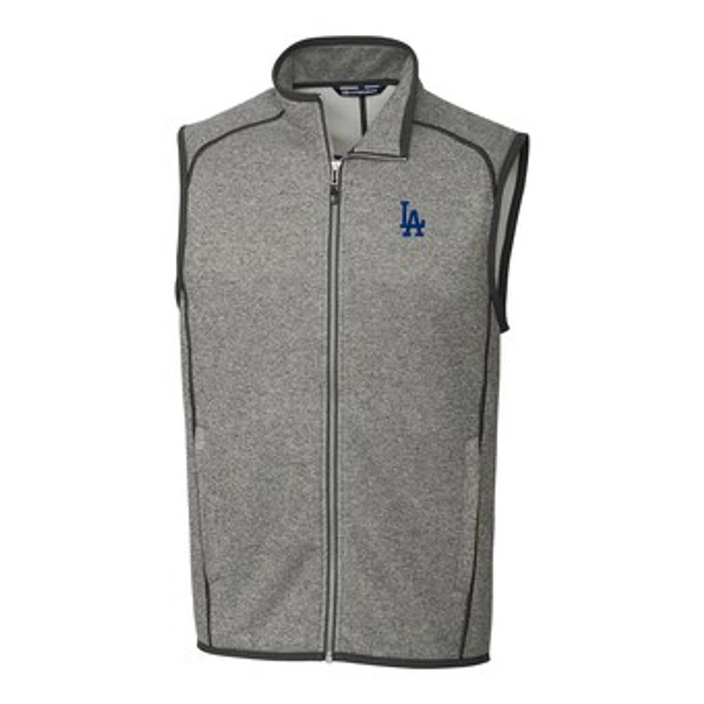 Men's Cutter & Buck Gray Los Angeles Dodgers Big & Tall Mainsail Full-Zip Vest