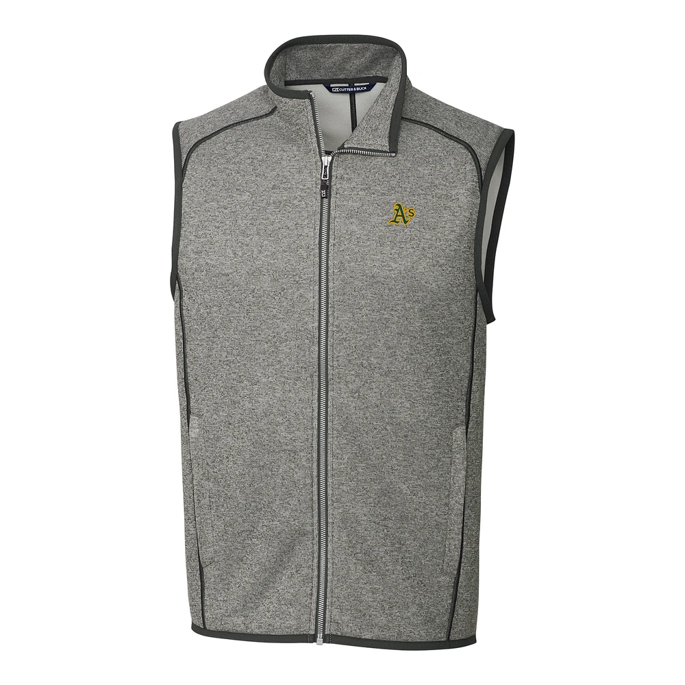 Men's Cutter & Buck Gray Athletics Big & Tall Mainsail Full-Zip Vest