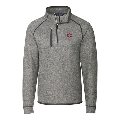 Men's Cutter & Buck Gray Cincinnati Reds Mainsail Half-Zip Pullover Jacket