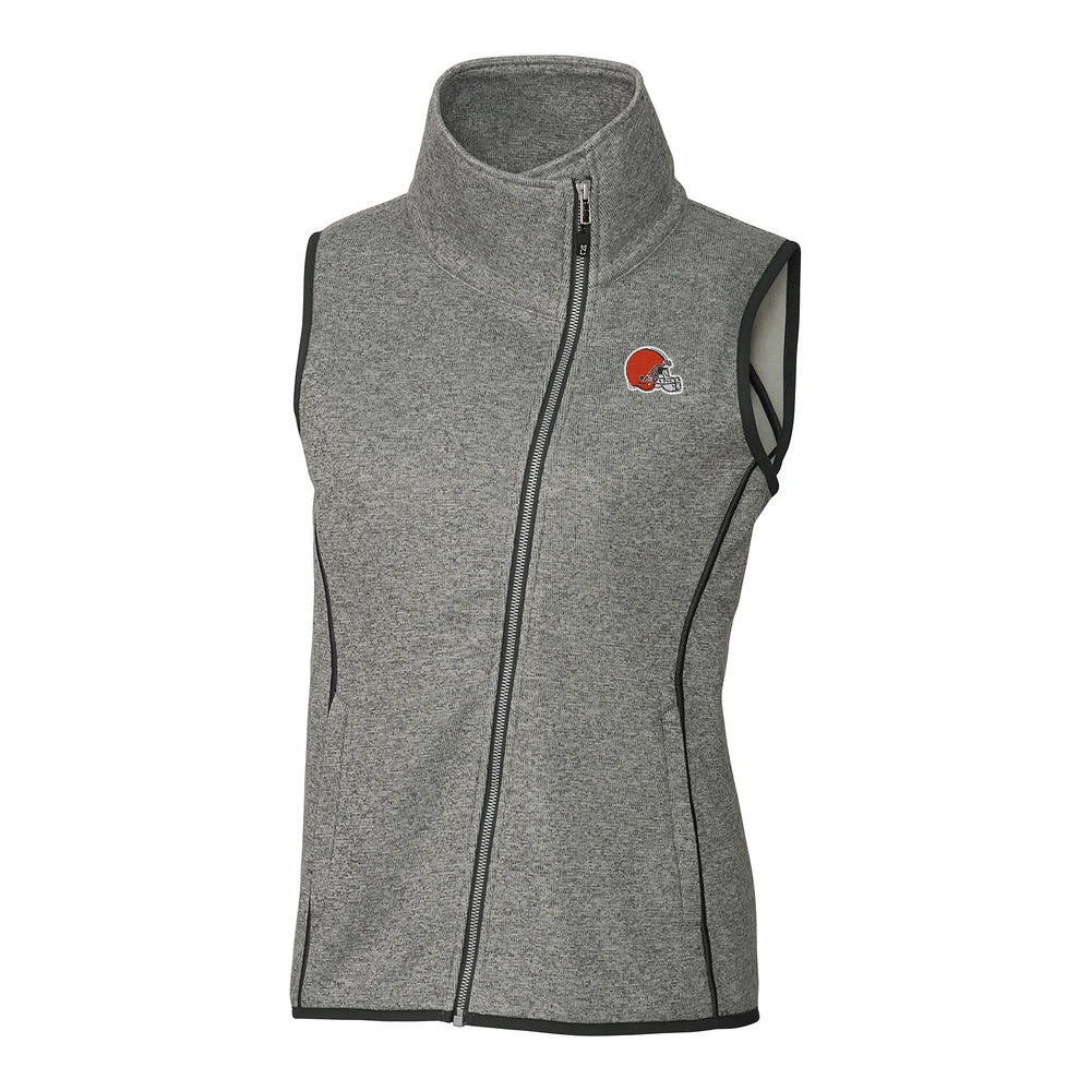 Women's Cutter & Buck Gray Cleveland Browns Mainsail Full-Zip Vest