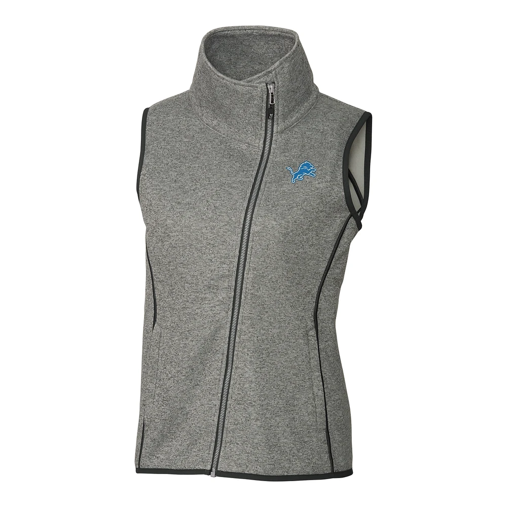 Women's Cutter & Buck Gray Detroit Lions Mainsail Full-Zip Vest