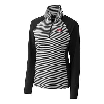 Women's Cutter & Buck Black Tampa Bay Buccaneers Forge Tonal Stripe Half-Zip Pullover Jacket