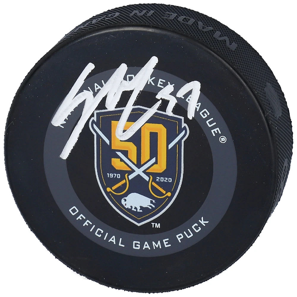Casey Mittelstadt Buffalo Sabres Autographed 50th Anniversary Season Official Game Puck