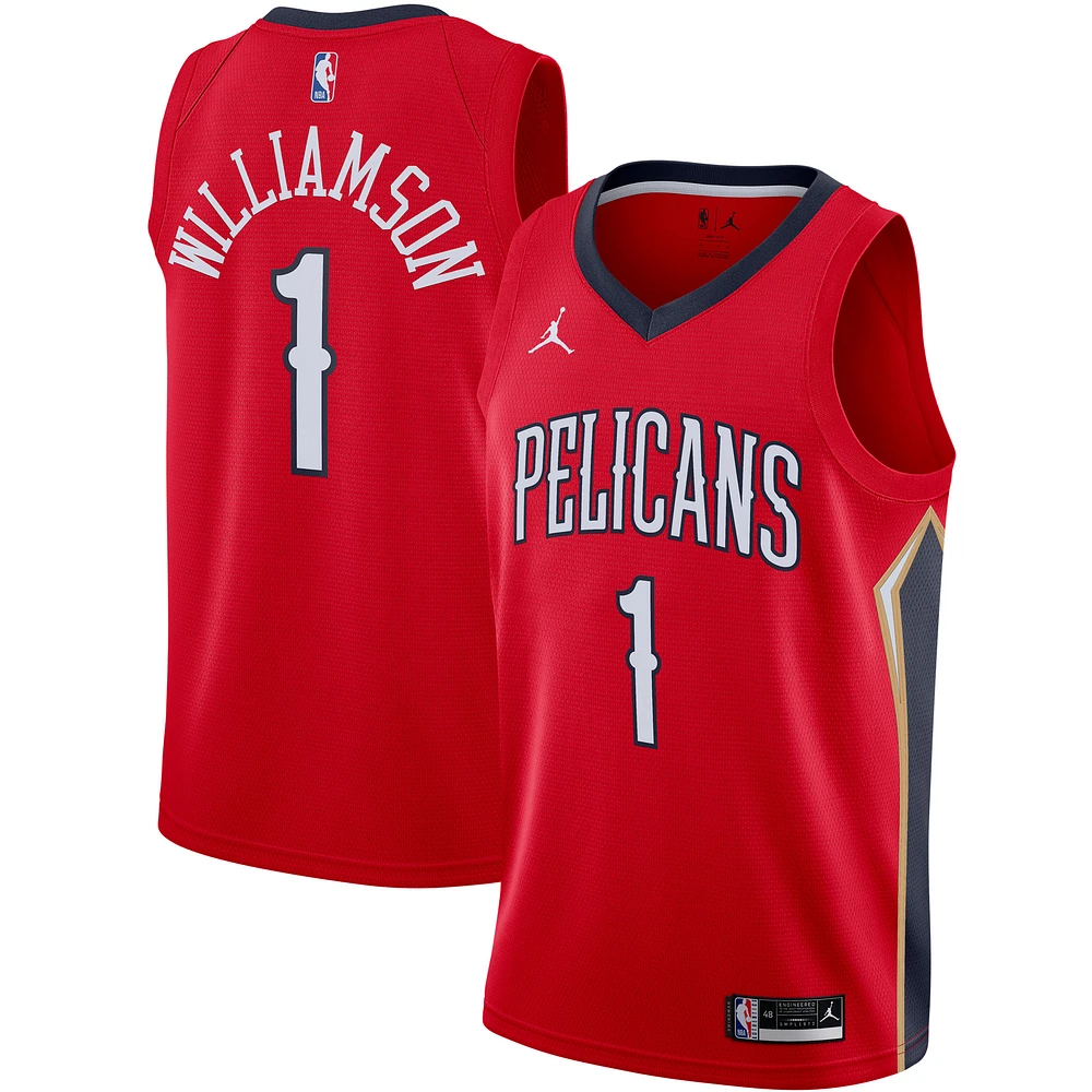 Men's Jordan Brand Zion Williamson Red New Orleans Pelicans 2020/21 Swingman Jersey - Statement Edition