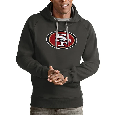 Men's Antigua Charcoal San Francisco 49ers Victory Pullover Hoodie