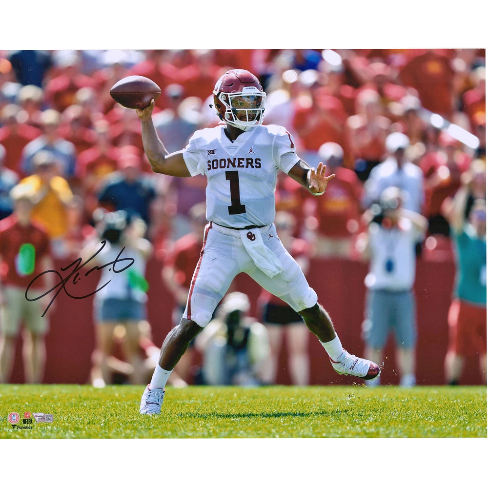 Kyler Murray Oklahoma Sooners Autographed 16" x 20" Jump Throwing Photograph