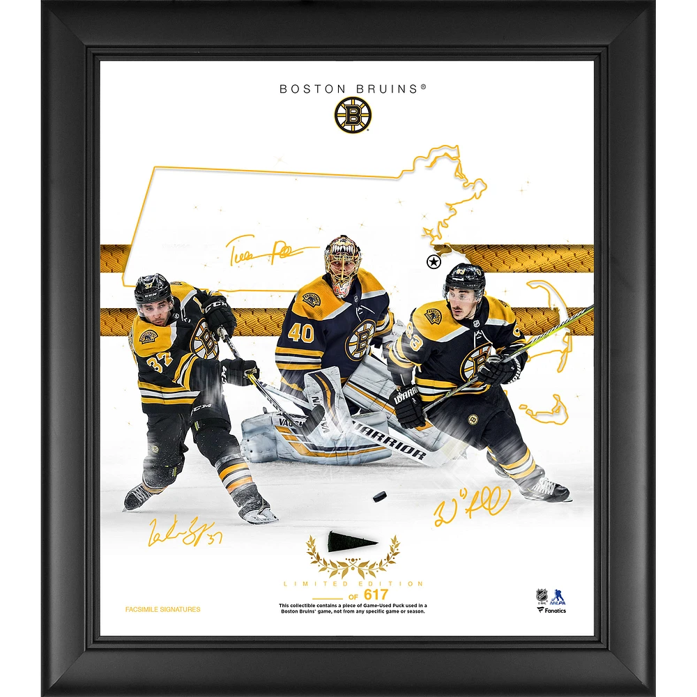 Boston Bruins Framed 15" x 17" Franchise Foundations Collage with a Piece of Game Used Puck - Limited Edition of 617