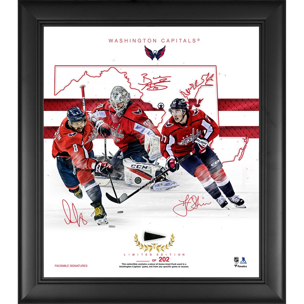 Washington Capitals Framed 15" x 17" Franchise Foundations Collage with a Piece of Game Used Puck - Limited Edition of 202