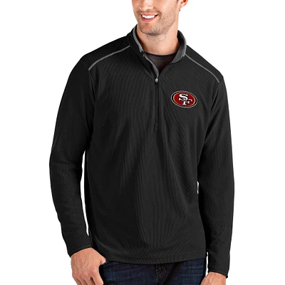 Men's Antigua Black/Gray San Francisco 49ers Glacier Quarter-Zip Pullover Jacket