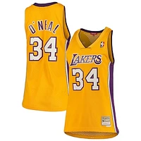 Women's Mitchell & Ness Shaquille O'Neal Gold Los Angeles Lakers 1999/00 Hardwood Classics Swingman Jersey