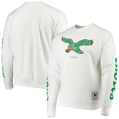 Men's Mitchell & Ness White Philadelphia Eagles Rings VIP Champions Pullover Sweater