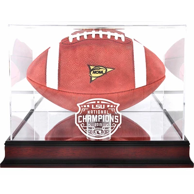 LSU Tigers College Football Playoff 2019 National Champions Logo Mahogany Football Display Case