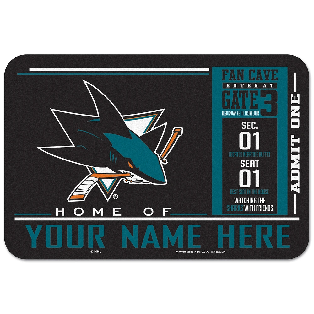 WinCraft San Jose Sharks 20'' x 30'' Personalized Floor Mat