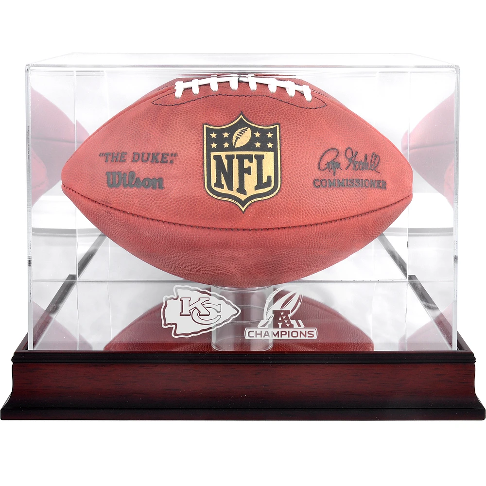 Kansas City Chiefs 2019 AFC Champions Mahogany Logo Football Display Case